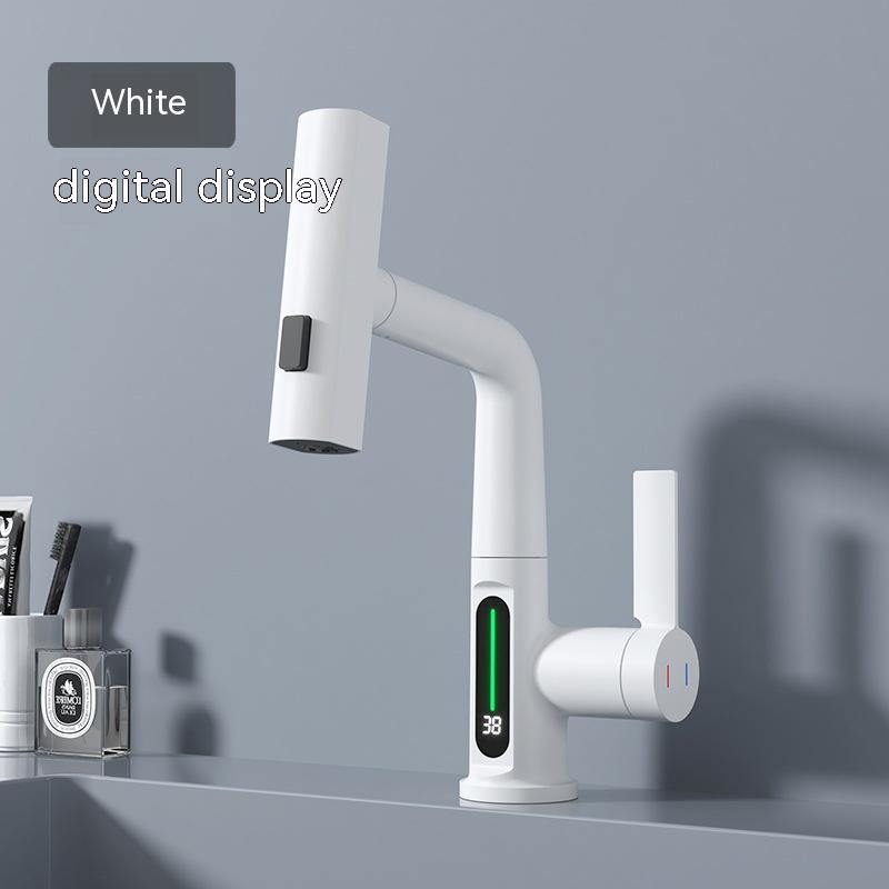 Intelligent Digital Display Faucet Pull-out Basin Faucet Temperature Digital Display Rotation - Faucet Accessories -  Trend Goods