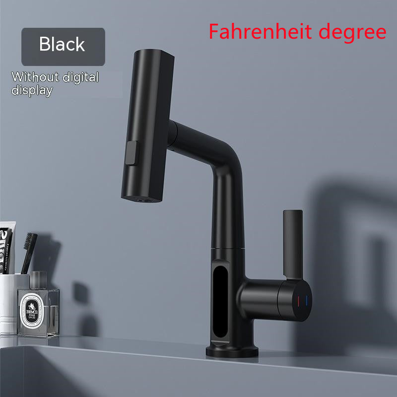 Intelligent Digital Display Faucet Pull-out Basin Faucet Temperature Digital Display Rotation - Faucet Accessories -  Trend Goods