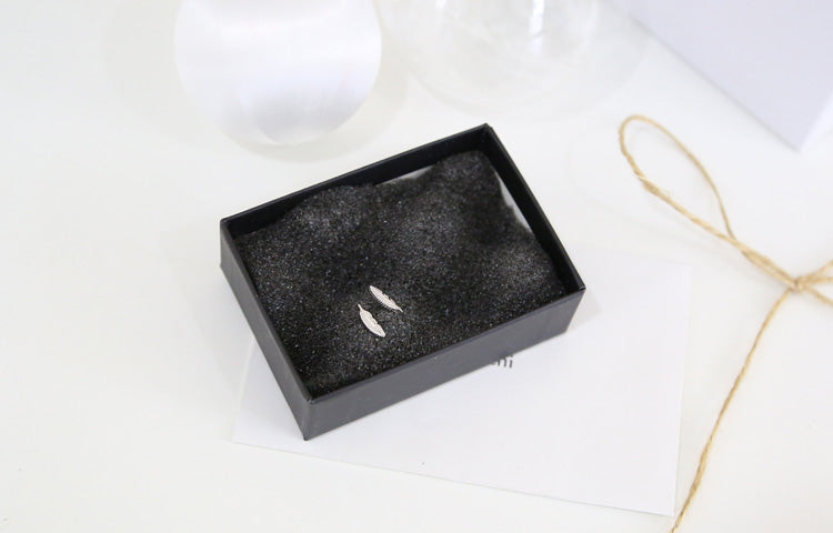 Silver Needle Small Feather Earrings Korean Fashion Silver Jewelry Girl - Earrings -  Trend Goods