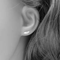 Silver Needle Small Feather Earrings Korean Fashion Silver Jewelry Girl - Earrings -  Trend Goods