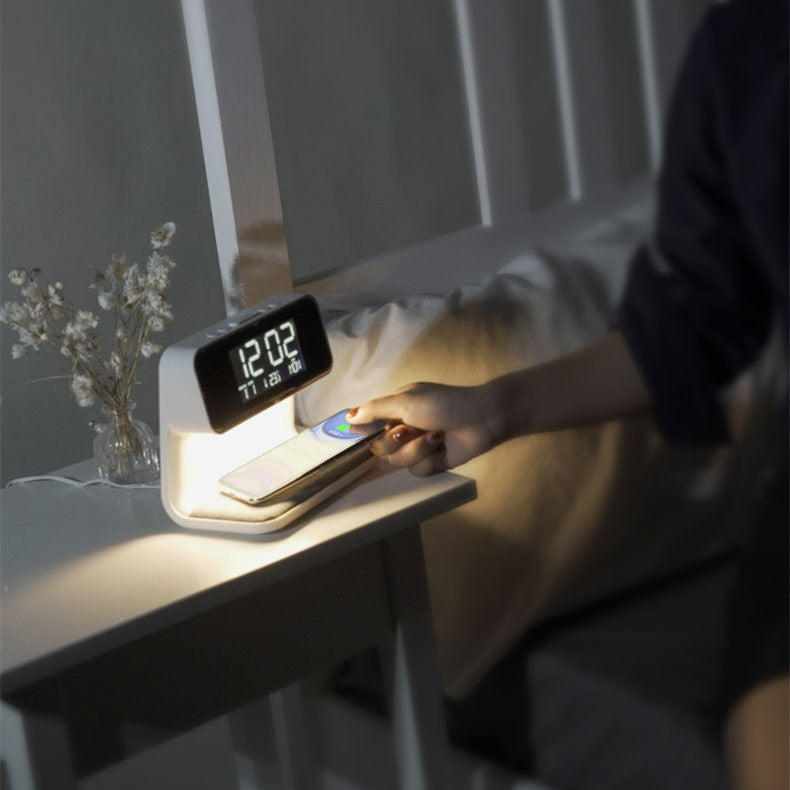 Creative 3 In 1 Bedside Lamp Wireless Charging LCD Screen Alarm Clock - Alarm Clocks -  Trend Goods