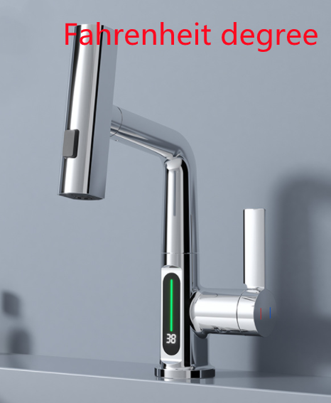 Intelligent Digital Display Faucet Pull-out Basin Faucet Temperature Digital Display Rotation - Faucet Accessories -  Trend Goods