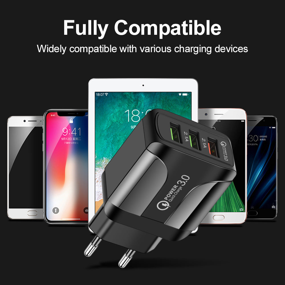 Fast Charge Mobile Phone Charger 3USB Smart European American Standard - Power Chargers -  Trend Goods