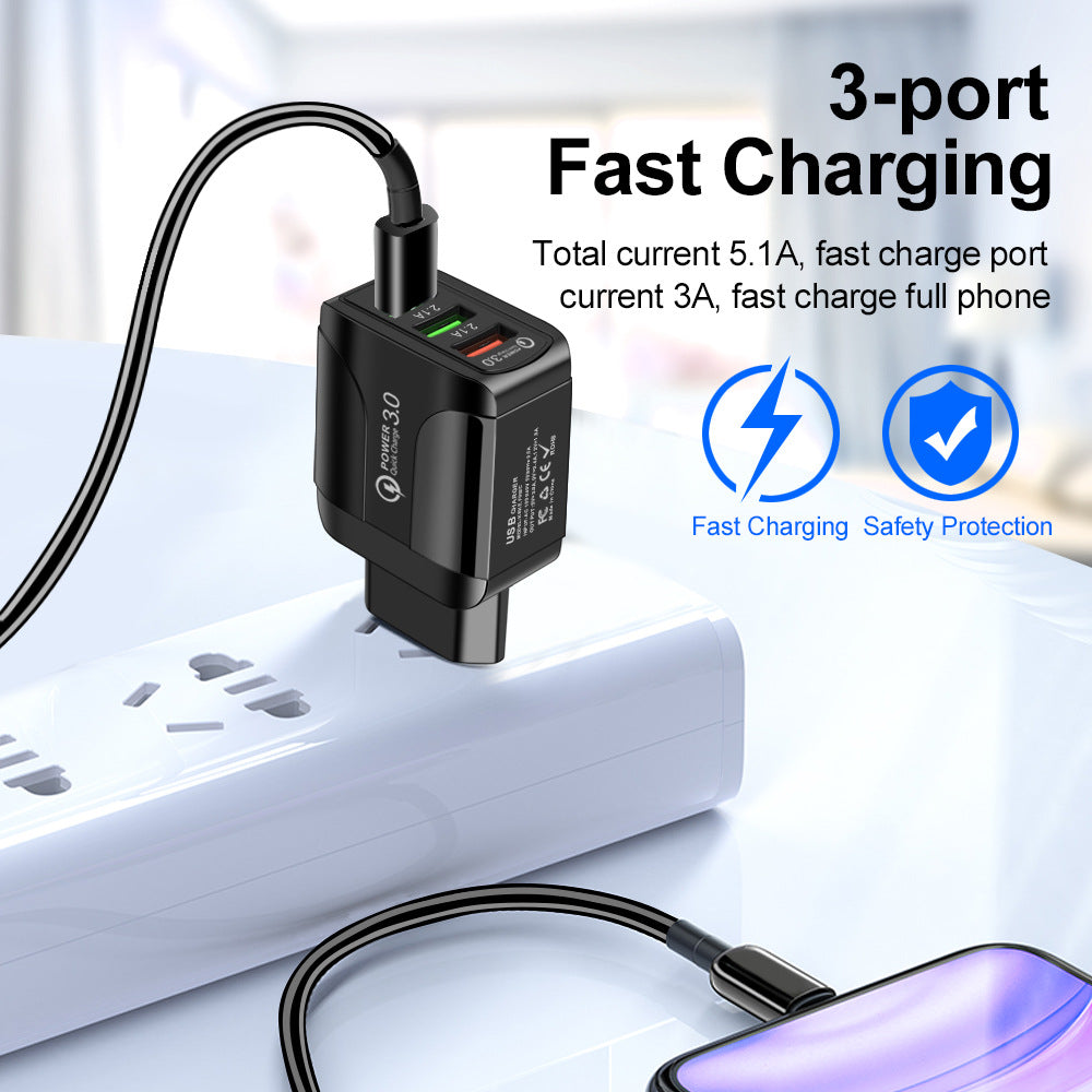 Fast Charge Mobile Phone Charger 3USB Smart European American Standard - Power Chargers -  Trend Goods