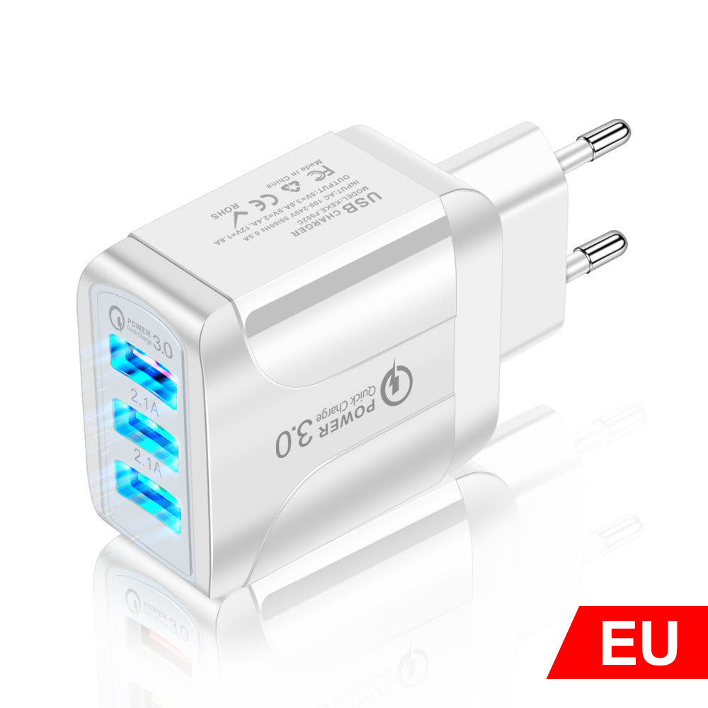 Fast Charge Mobile Phone Charger 3USB Smart European American Standard - Power Chargers -  Trend Goods