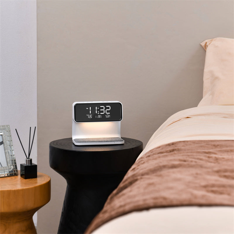 Creative 3 In 1 Bedside Lamp Wireless Charging LCD Screen Alarm Clock - Alarm Clocks -  Trend Goods