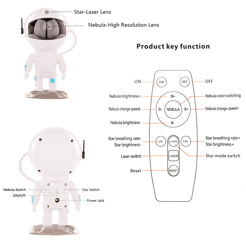 New Galaxy Projector Astronaut Starry Sky Projector Remote Control Music Laser - Ambient Lights -  Trend Goods