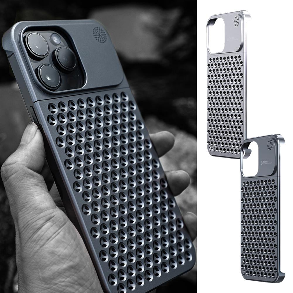 Aluminum Alloy Phone Case Hollow Heat Dissipation Anti-fall Full Body Shockproof - Phone Cases -  Trend Goods