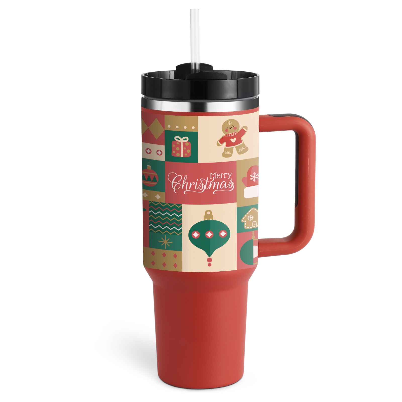 Christmas Thermal Mug 40oz Straw Coffee Insulation Cup With Handle - Mugs -  Trend Goods