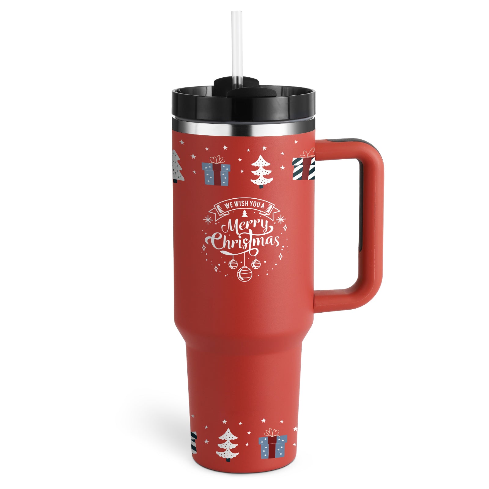 Christmas Thermal Mug 40oz Straw Coffee Insulation Cup With Handle - Mugs -  Trend Goods