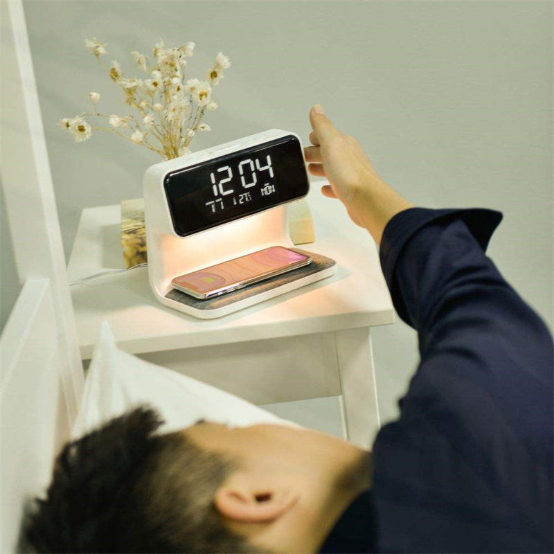 Creative 3 In 1 Bedside Lamp Wireless Charging LCD Screen Alarm Clock - Alarm Clocks -  Trend Goods