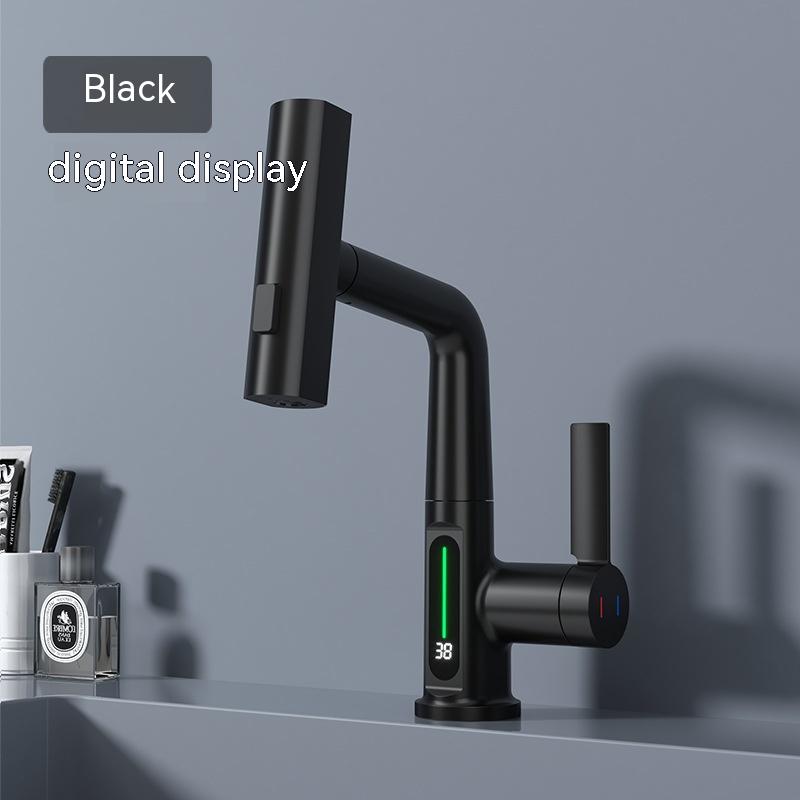 Intelligent Digital Display Faucet Pull-out Basin Faucet Temperature Digital Display Rotation - Faucet Accessories -  Trend Goods