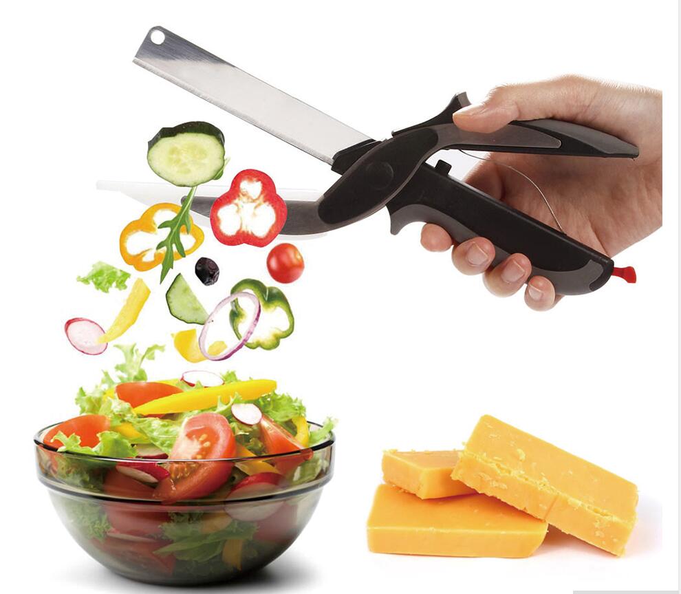 2 in 1 Stainless Steel Kitchen Knife Shears Vegetable Slicer - Kitchen Slicers -  Trend Goods