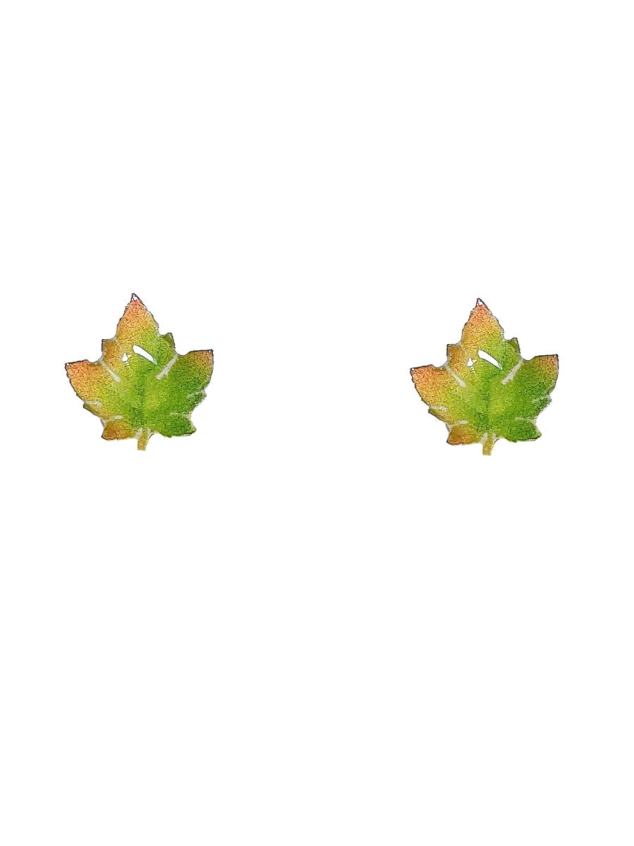 Green Maple Leaf Earrings Trend Goods