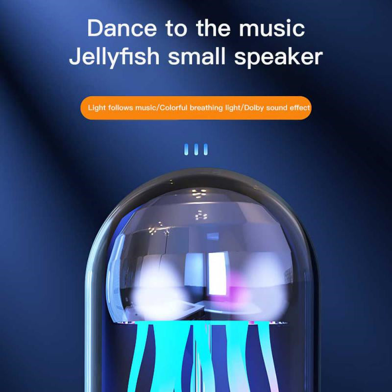 Creative 3in1 Colorful Jellyfish Lamp With Clock Luminous Portable Stereo Breathing Light Bluetooth Speaker Trend Goods