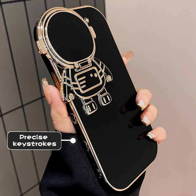 Luxury New Plating Cartoon Astronaut Phone Case For 'iPhone 15 14 13 12 Pro Max Flip Camera Lens Holder Mobile Protective Cover - Phone Cases -  Trend Goods