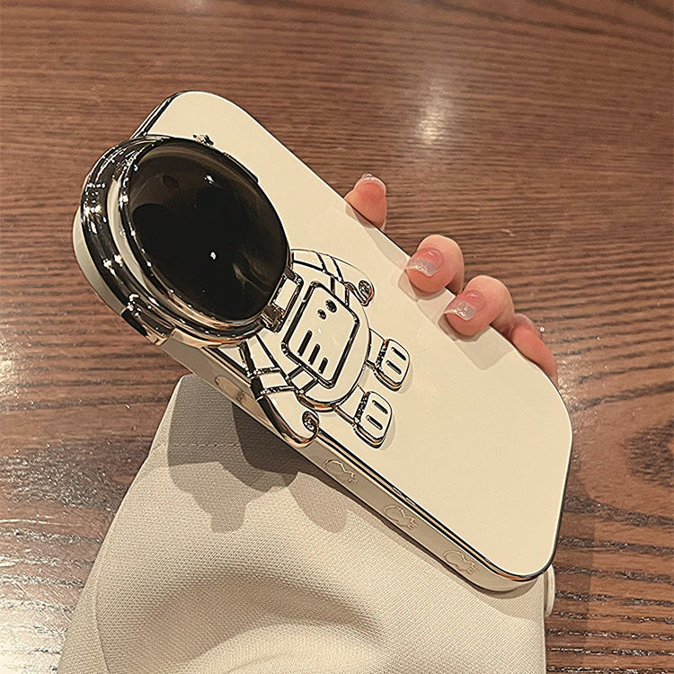 Luxury New Plating Cartoon Astronaut Phone Case For 'iPhone 15 14 13 12 Pro Max Flip Camera Lens Holder Mobile Protective Cover - Phone Cases -  Trend Goods