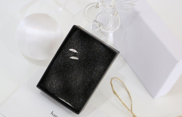 Silver Needle Small Feather Earrings Korean Fashion Silver Jewelry Girl - Earrings -  Trend Goods