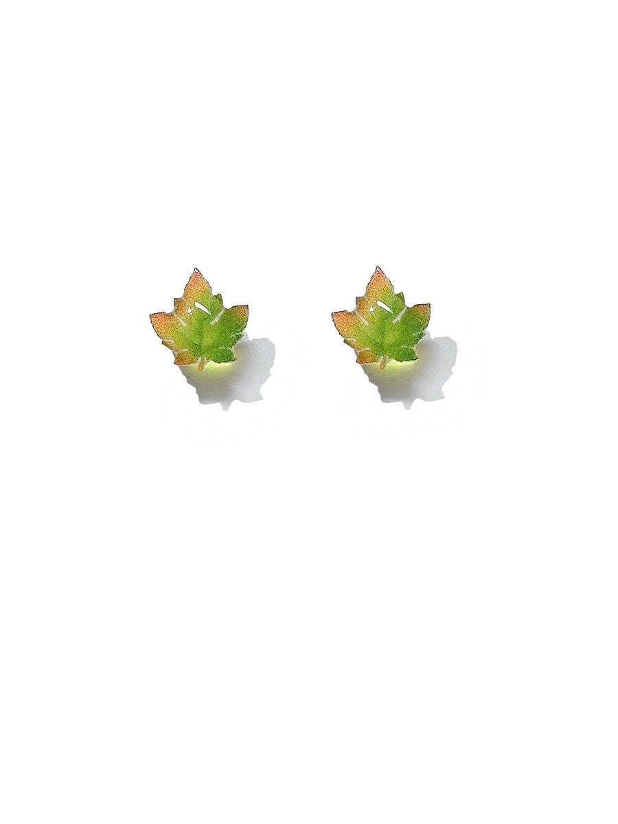 Green Maple Leaf Earrings - Earrings -  Trend Goods