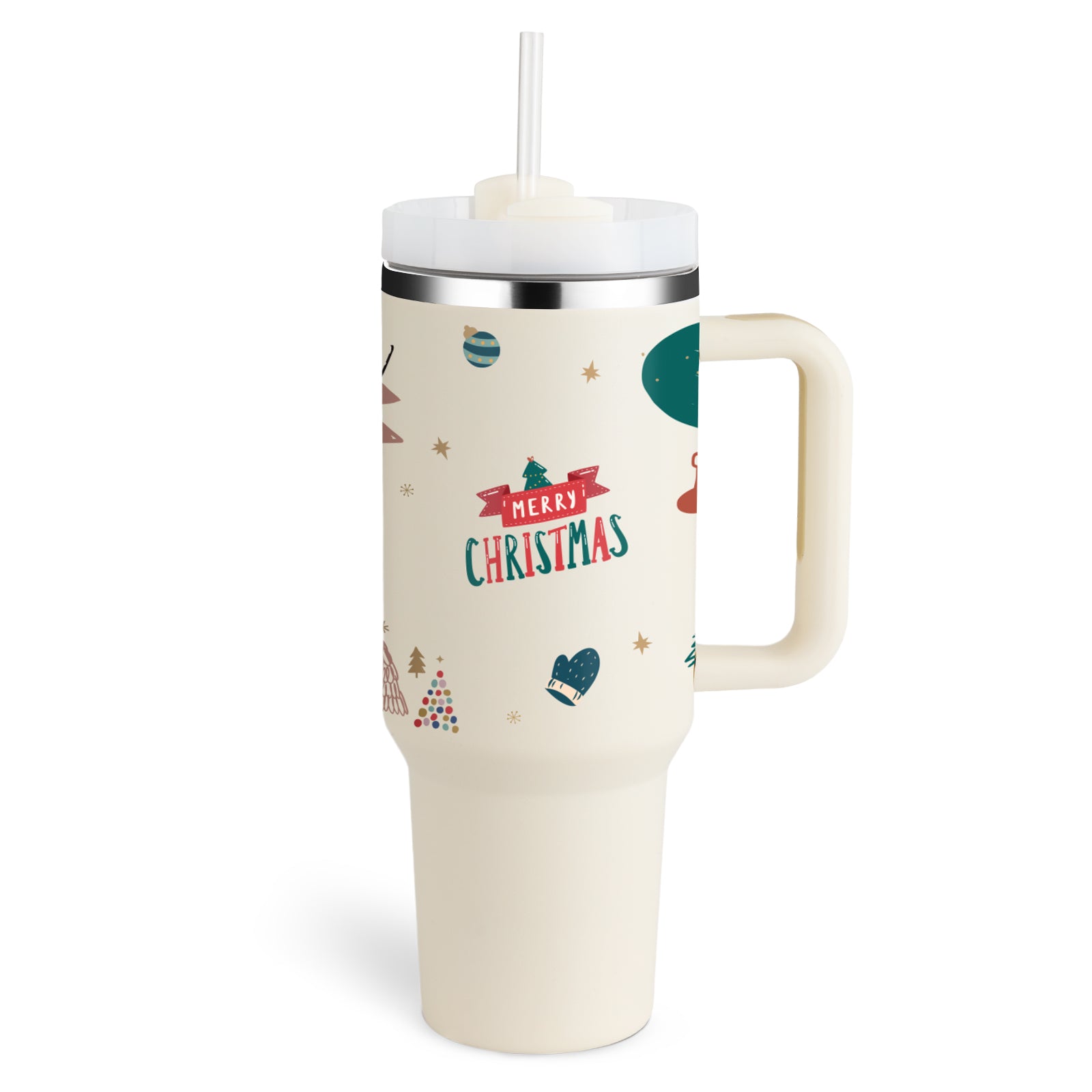 Christmas Thermal Mug 40oz Straw Coffee Insulation Cup With Handle - Mugs -  Trend Goods