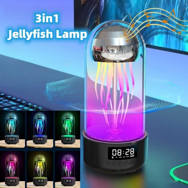 Creative 3in1 Colorful Jellyfish Lamp With Clock Luminous Portable Stereo Breathing Light Bluetooth Speaker - Bluetooth Speakers -  Trend Goods