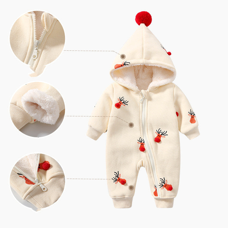 Khaki Padded Warm Baby Clothes Baby Ins Crawling Clothes Trend Goods