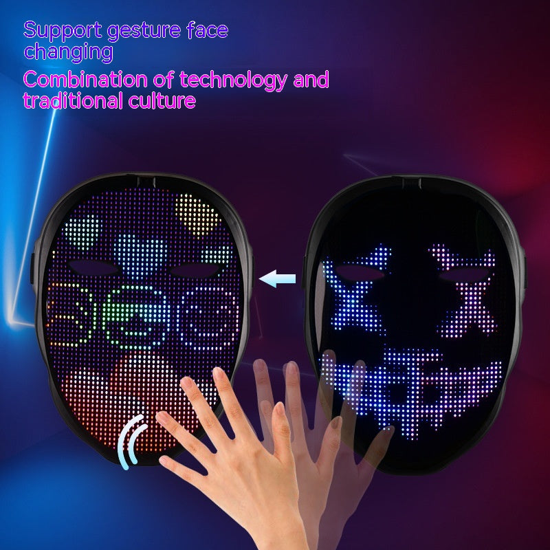 Halloween Face Masks Full Color LED Luminous Mask Face Changing Mask Party Bar Props - Masks -  Trend Goods