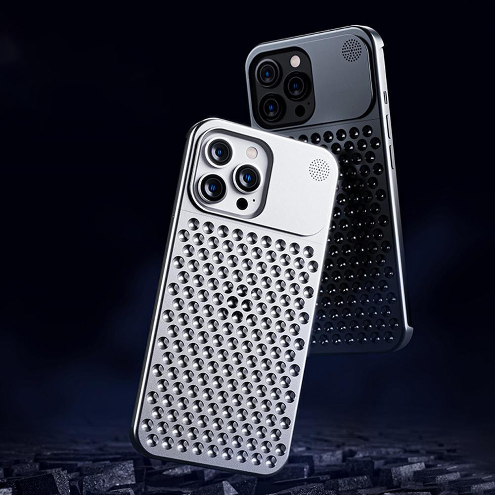 Aluminum Alloy Phone Case Hollow Heat Dissipation Anti-fall Full Body Shockproof Trend Goods