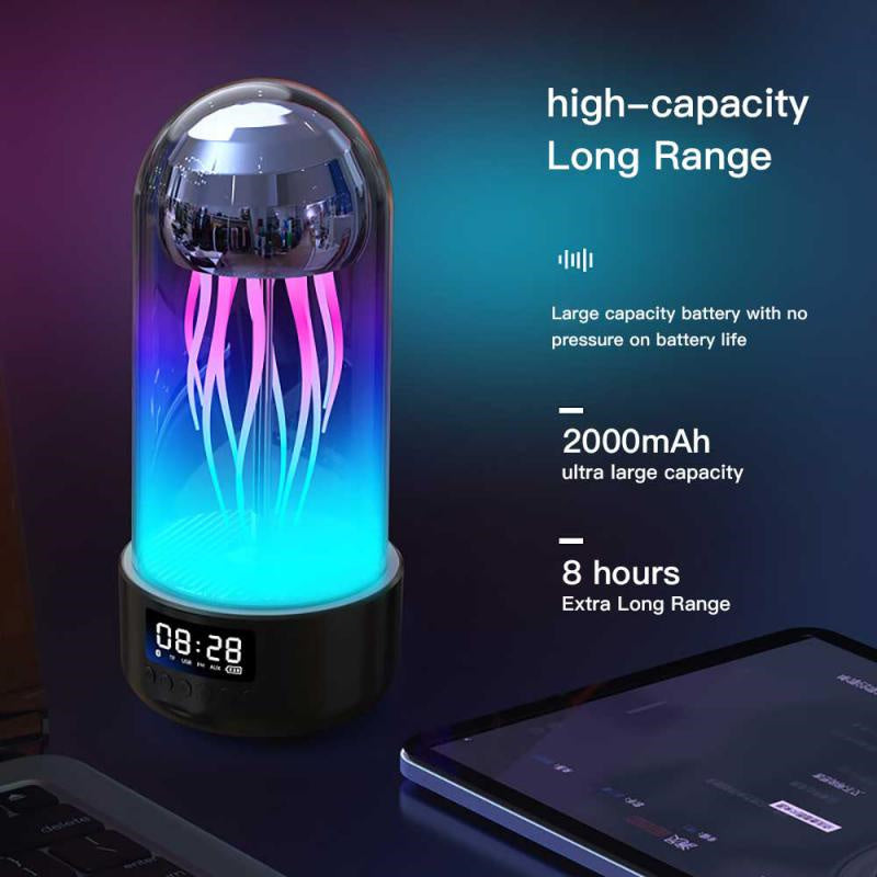 Creative 3in1 Colorful Jellyfish Lamp With Clock Luminous Portable Stereo Breathing Light Bluetooth Speaker - Bluetooth Speakers -  Trend Goods