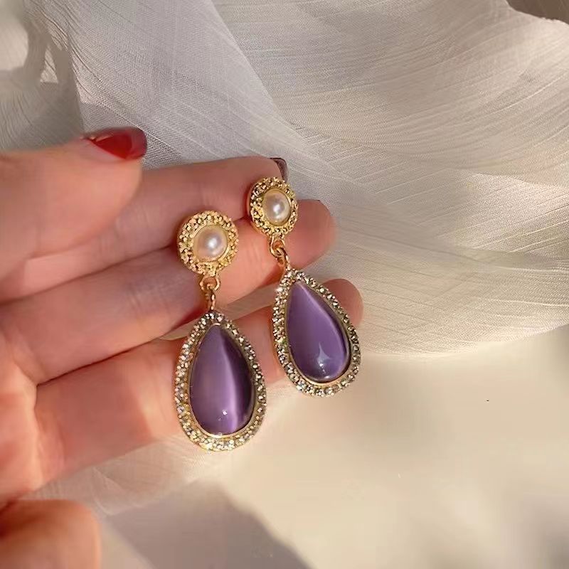 Vintage Purple Gemstone Earrings Trend Goods