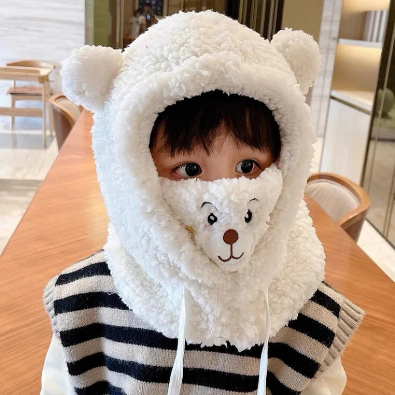 Teddy Bear Winter Fleece Beanie Mask Trend Goods