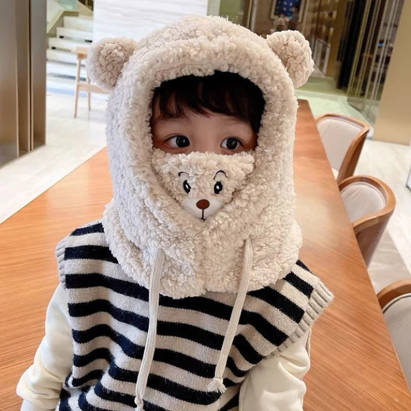 Teddy Bear Winter Fleece Beanie Mask - Hoodies -  Trend Goods