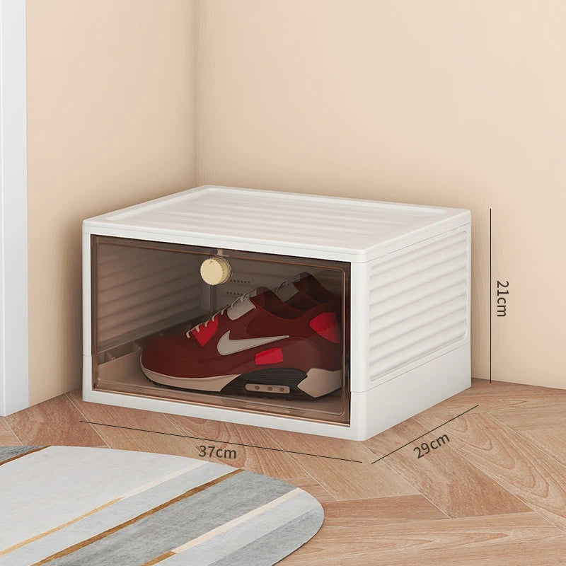 Spacious Foldable Shoe Storage Box - Clear Plastic Sneaker Organizer Trend Goods