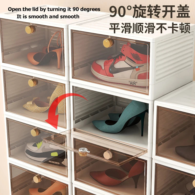 Spacious Foldable Shoe Storage Box - Clear Plastic Sneaker Organizer - Storage & Organizers -  Trend Goods