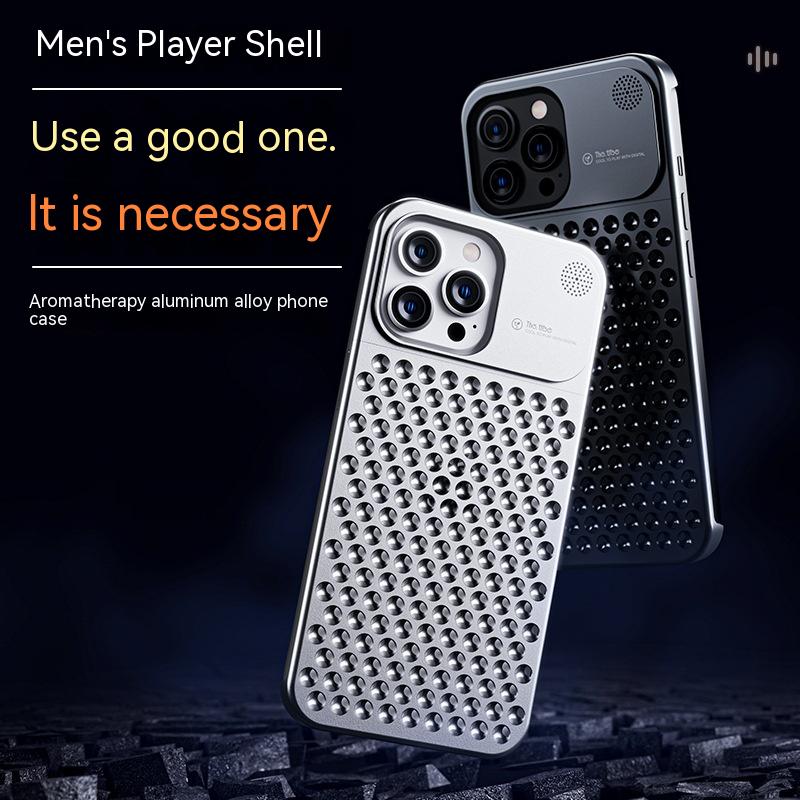 Aluminum Alloy Phone Case Hollow Heat Dissipation Anti-fall Full Body Shockproof Trend Goods