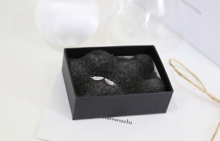 Silver Needle Small Feather Earrings Korean Fashion Silver Jewelry Girl - Earrings -  Trend Goods