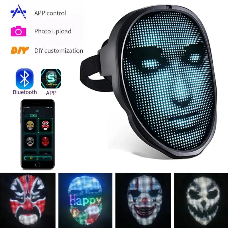 Halloween Face Masks Full Color LED Luminous Mask Face Changing Mask Party Bar Props - Masks -  Trend Goods