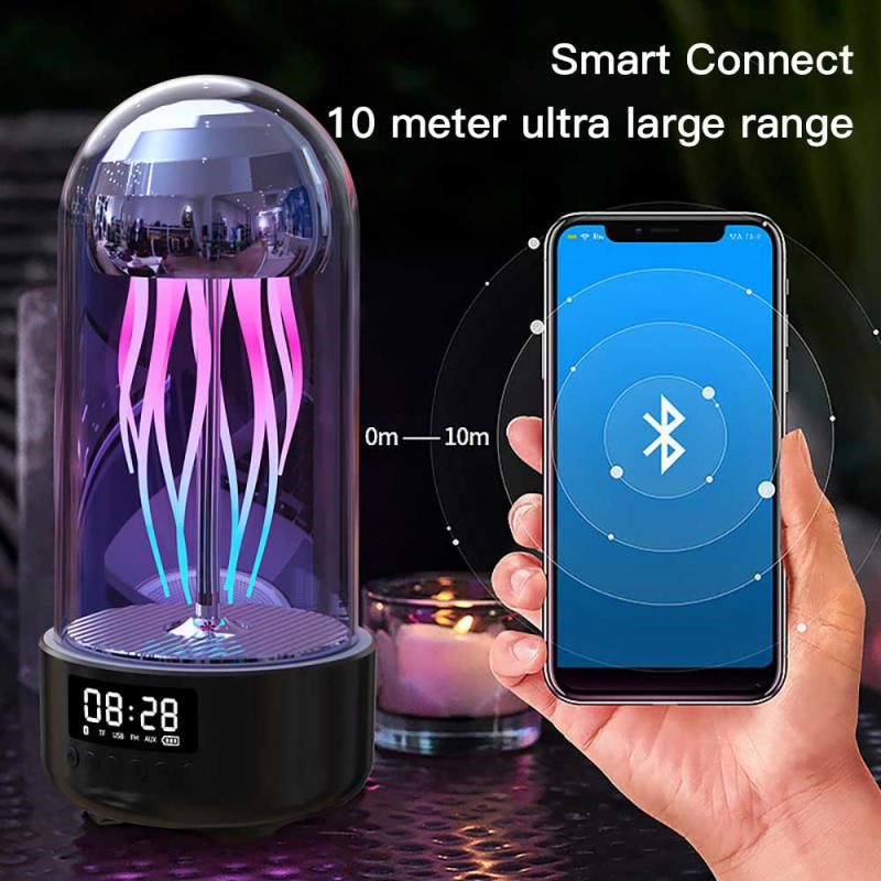 Creative 3in1 Colorful Jellyfish Lamp With Clock Luminous Portable Stereo Breathing Light Bluetooth Speaker - Bluetooth Speakers -  Trend Goods