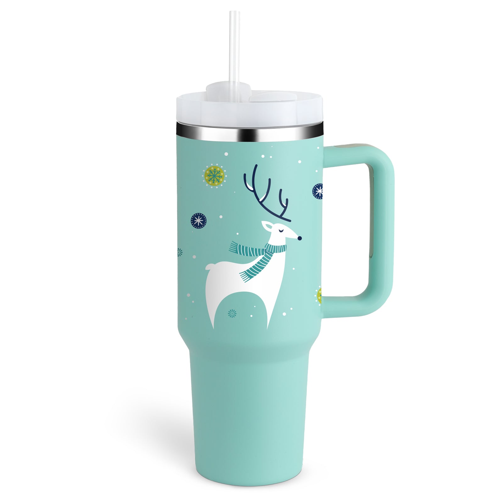 Christmas Thermal Mug 40oz Straw Coffee Insulation Cup With Handle - Mugs -  Trend Goods