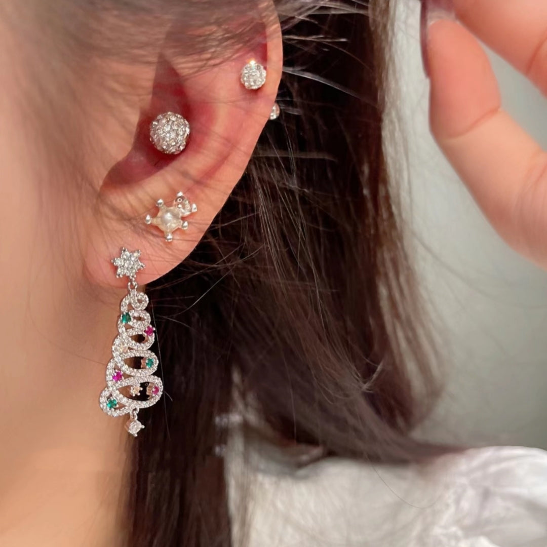 Zircon Christmas Tree Tassel Earrings Women's Fashion Personality Earrings Party Jewelry Christmas Gift - Earrings -  Trend Goods