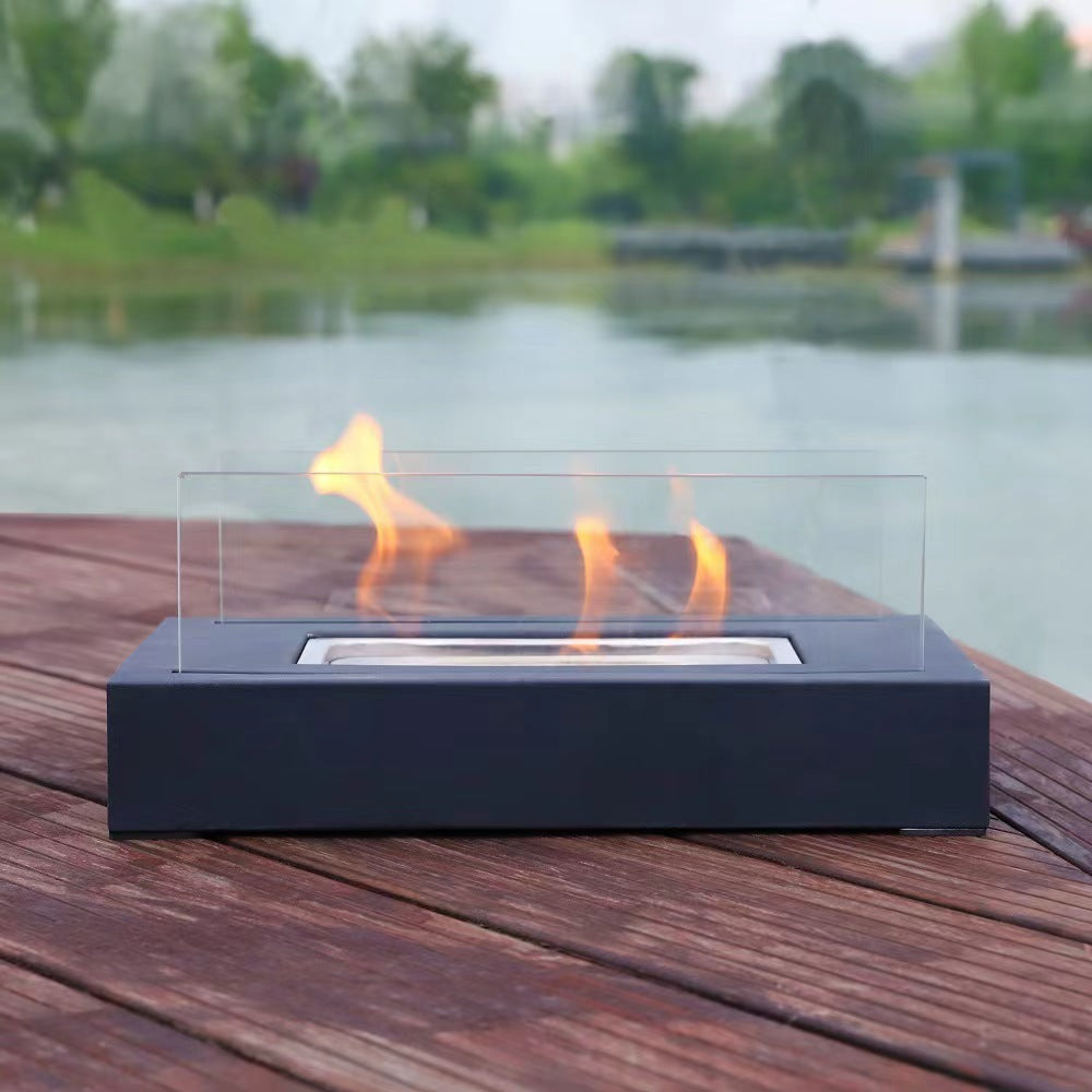 Indoor Fire Pit Mini Alcohol Lamp Fireplace Glass Table Accessories Personal Fireplace Indoor And Outdoor Camping Rectangle Fire Pit Alcohol Fireplace - Home Decor -  Trend Goods