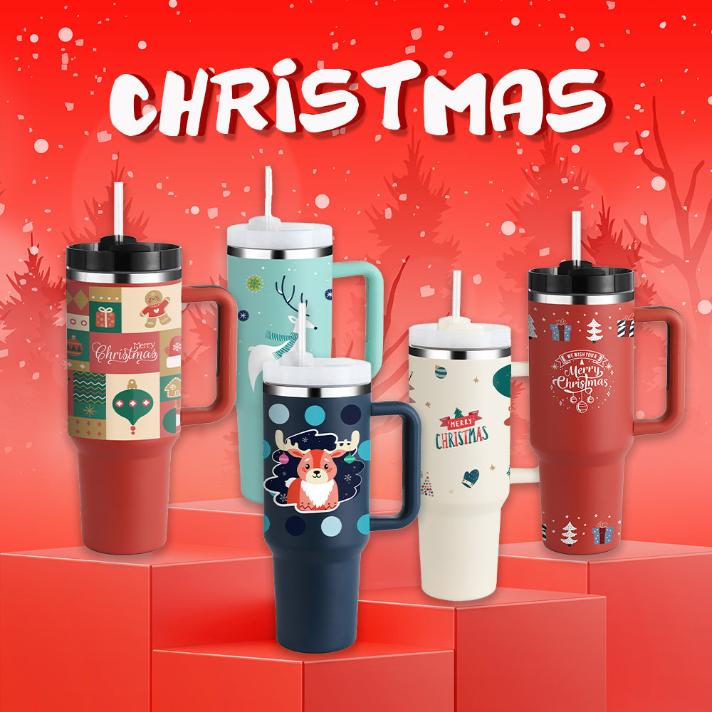 Christmas Thermal Mug 40oz Straw Coffee Insulation Cup With Handle - Mugs -  Trend Goods