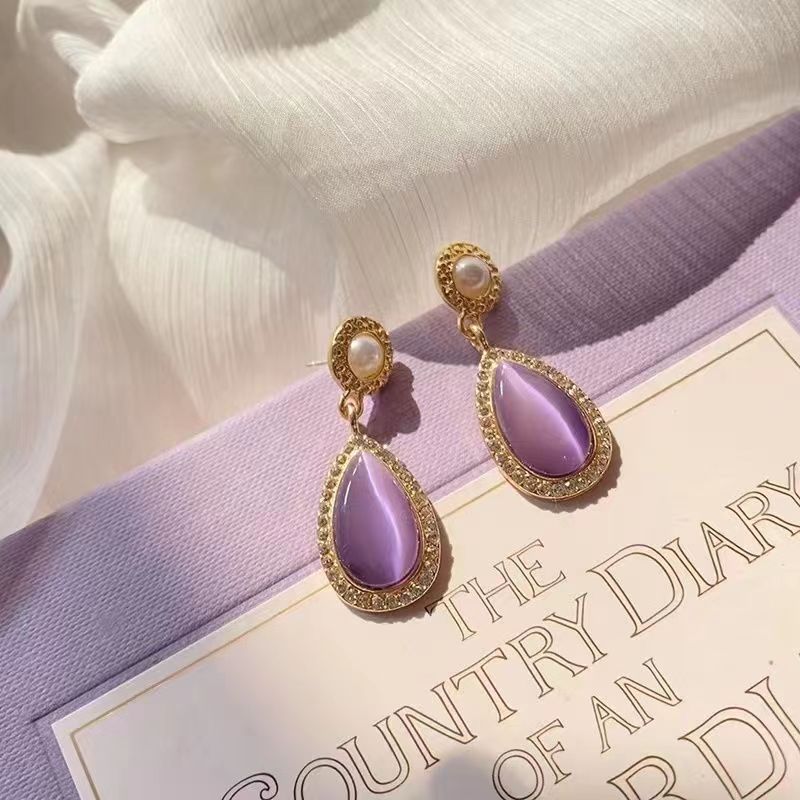 Vintage Purple Gemstone Earrings Trend Goods