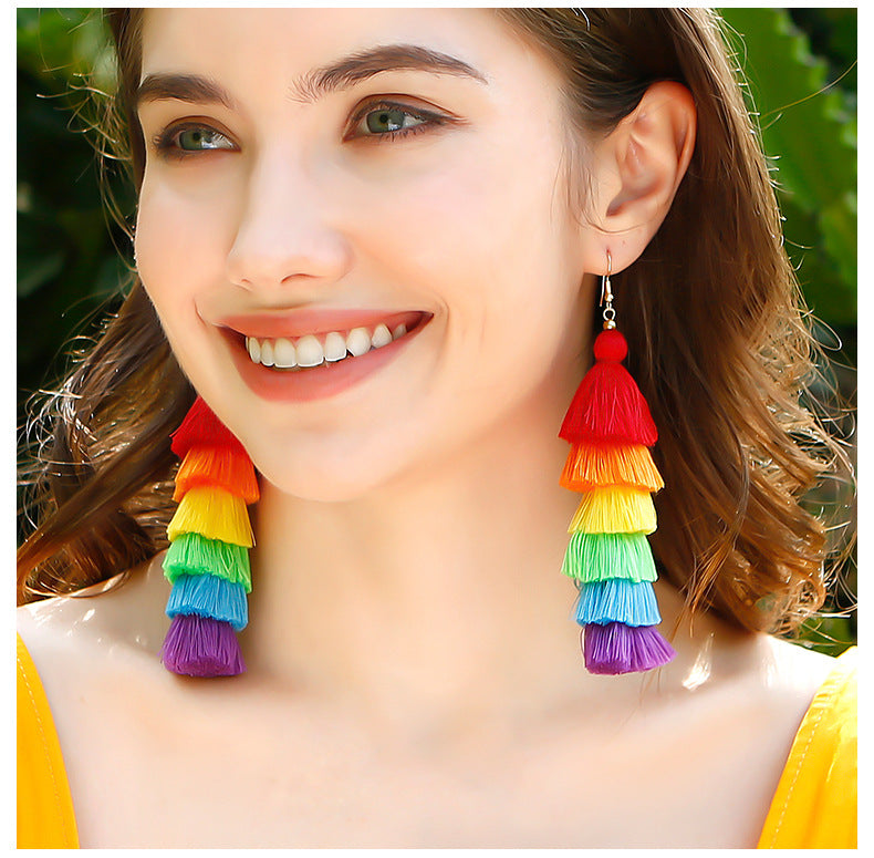 Bohemian Vacation Style Tassel Earrings Trend Goods