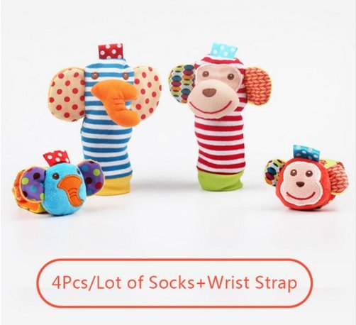 0-12 Months Soft Animal Rattle Infant Newborn Plush Sock Baby Toy Wrist Strap - Baby Socks -  Trend Goods