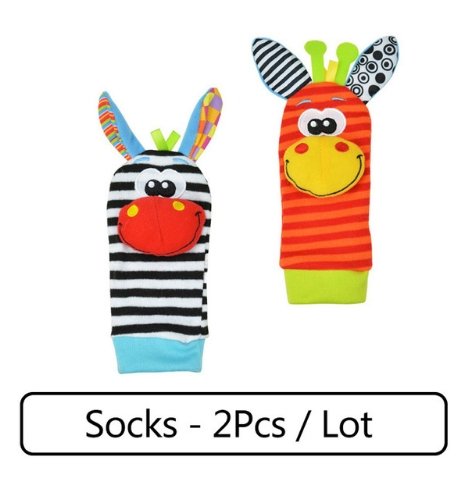 0-12 Months Soft Animal Rattle Infant Newborn Plush Sock Baby Toy Wrist Strap - Baby Socks -  Trend Goods