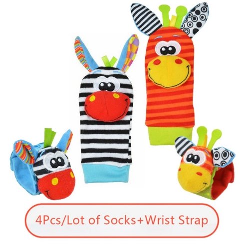 0-12 Months Soft Animal Rattle Infant Newborn Plush Sock Baby Toy Wrist Strap - Baby Socks -  Trend Goods