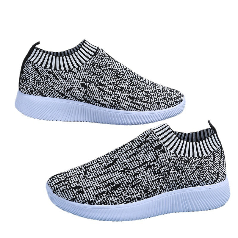 Stripe Knit Sock Shoes Flats Sneakers - Shoes -  Trend Goods