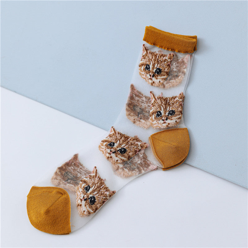 Sweet Glass Silk Cat Figure Stockings - Socks -  Trend Goods