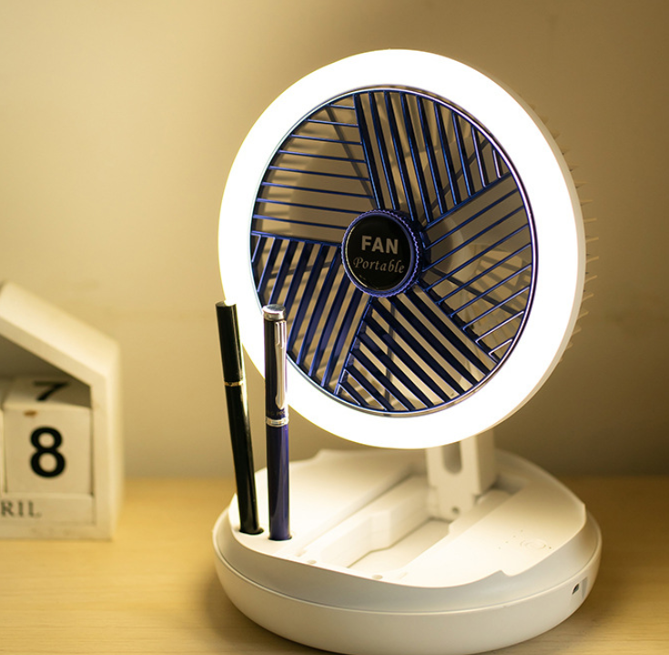 USB Charging Foldable Table Fan Wall Mounted Hanging Ceiling Fan With LED Light 4 Speed Adjustable - Fans -  Trend Goods